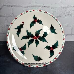 Lefton Vintage MCM Holly Candy Cane Luncheon Plates Christmas Plates Set of 6